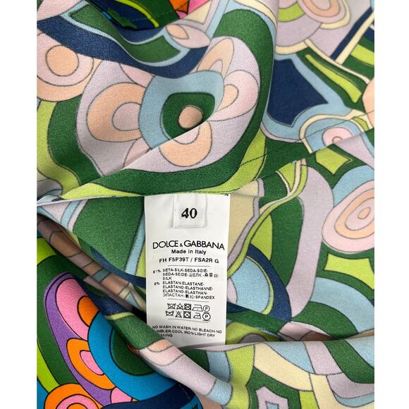 NWT Dolce & Gabbana Silk abstract Print Blouse Shirt Multicolor  IT 40 US S - Picture 11 of 11